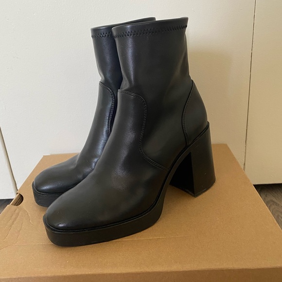 Stradivarius Black Block Heeled Boots - Picture 3 of 6